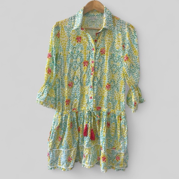 Modaposa Multicolored Dress Womens Small Button Front Boho - Picture 1 of 11